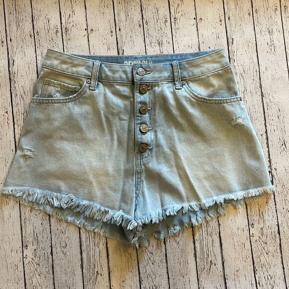 Rewash Brand Super High Waist Distressed Cut Off Denim Shorts - Picture 1 of 5
